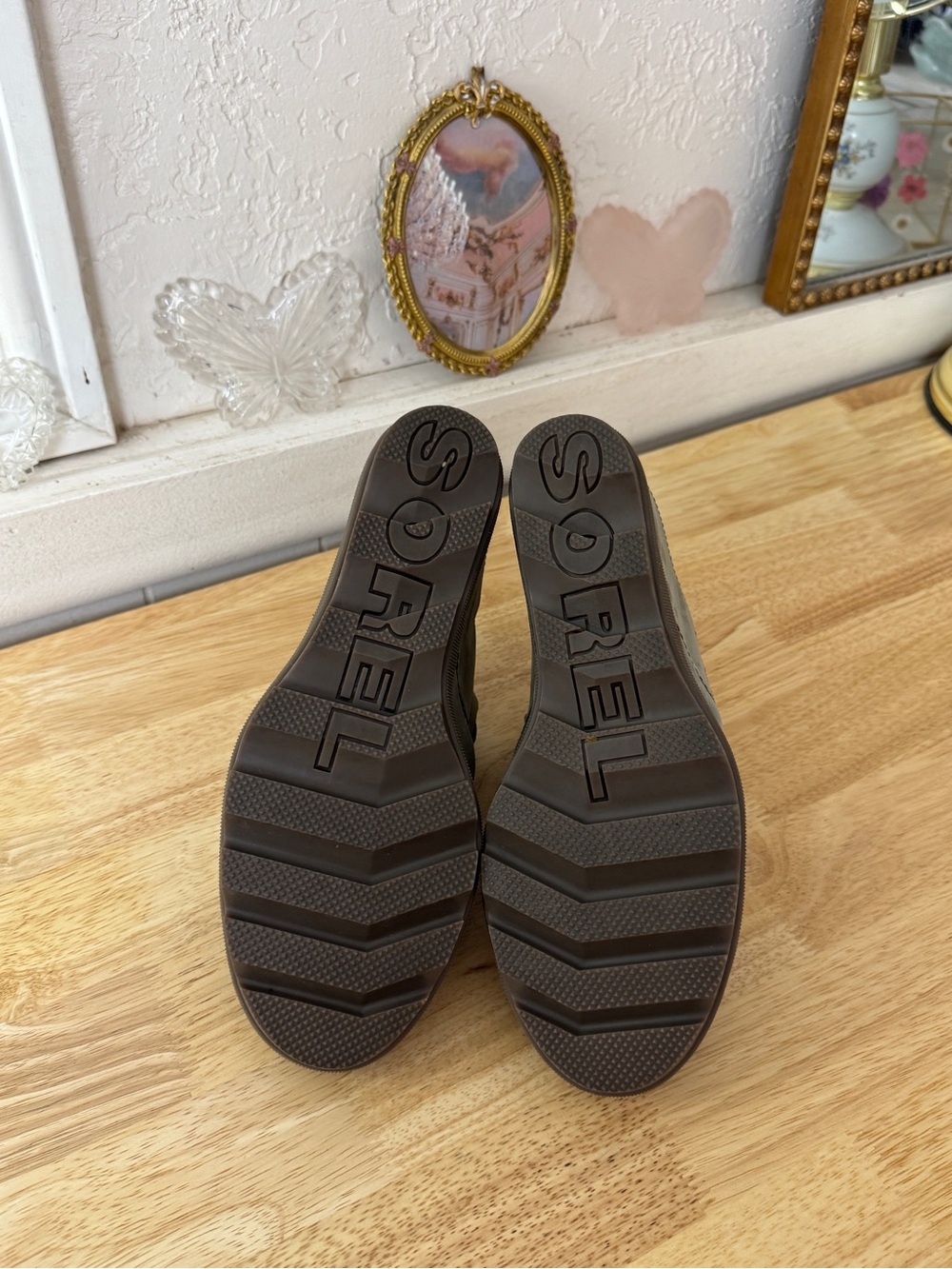 Sorel Kinetic Olive Green Nubuck Slide Mules Lug Sole Comfort Sandals Size 10 - Picture 5 of 12